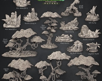 Jungle Terrain - Steine Pflanzen und Bäume - Scatter Terrain - Terrain Essentials - CastNPlay - Dungeons und Dragons