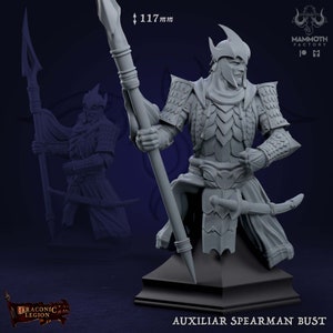 Auxiliar Spearman, Bust - Draconic Legion - Display Figurine - Mammoth Factory - RPG Tabletop - Dungeons and Dragons - D&D - Wargaming