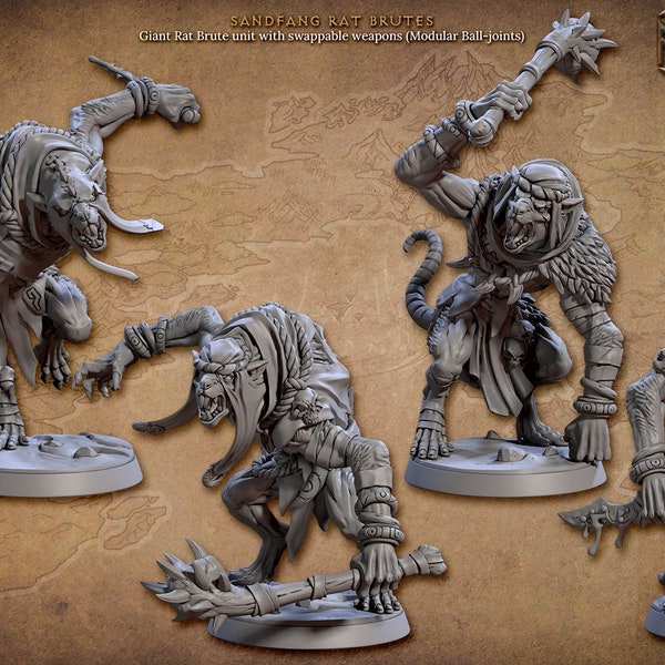 Sandfang Ratkin Brutes - 32mm Scale - Designed by Artisan Guild - Vermin - Dungeons and Dragons - Pathfinder