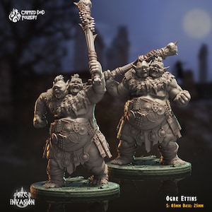 Ogre Ettins - Orc Invasion - 40mm Height (32mm Base) - CrippledGodFoundry - Dungeons & Dragons - Wargaming