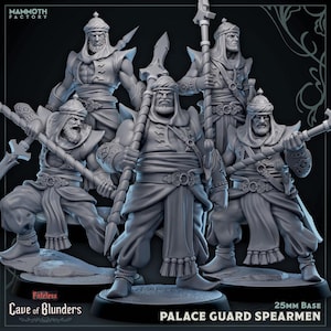 Palace Guards with Spears- Cave of Blunders  - 32mm Scale (25mm Base)- Mammoth Factory - RPG Tabletop - D&D - Wargaming