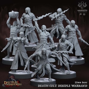 Death Cult Disciples - Disciples of Darkness - 32mm Scale (25mm Base) - Mammoth Factory - RPG Tabletop - Dungeons & Dragons - Wargaming