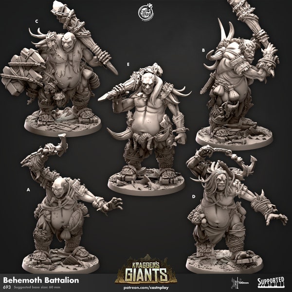 Behemoth Battalion Giants (Base Included) - 100mm Height (60mm Base) - CastNPlay - Dungeons and Dragons - Pathfinder