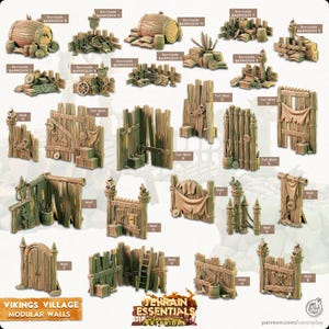 Modular Walls - Vikings Village - Exterior Scatter Terrain - Terrain Essentials III -  CastNPlay - D&D - Wargaming