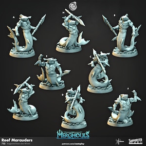 Reef Marauders - Merghouls - 40mm Base - CastNPlay - Dungeons and Dragons - Pathfinder