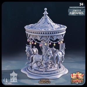 Jingle Carousel - Christmas Village - Scatter Terrain - Terrain Essentials by CastNPlay - D&D - Wargaming - Tabletop Gaming