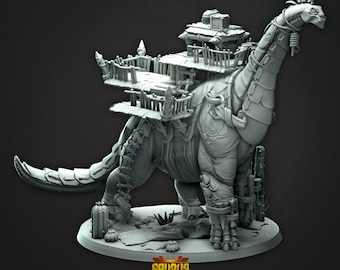 Saurian Bulkhauler - Saurus Rovers - 131mm Height (100mm Base) - Brontosaurus - CastNPlay - Dungeons and Dragons - Wargaming