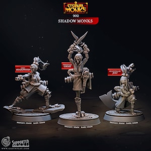 Shadow Monks - Eternal Monks - 32mm Scale (25mm Base) - CastNPlay - Dungeons and Dragons - Wargaming