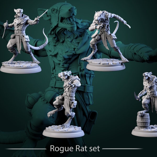 Rat Rogues - Guts and Gutters - 32mm Scale - White Werewolf Tavern - RPG Tabletop - Dungeons and Dragons - Pathfinder