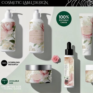 Skincare Template Label Collection, Nature Glow DIY Editable, Cosmetic Labels Template Bundle, Canva Product Labels Sticker, Bottle Labels D