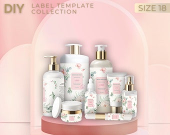 Skincare Template Label Collection- FRESHA DIY Editable Cosmetic Label Template Bundle - Canva Product Label Sticker- MINIMALIST Design