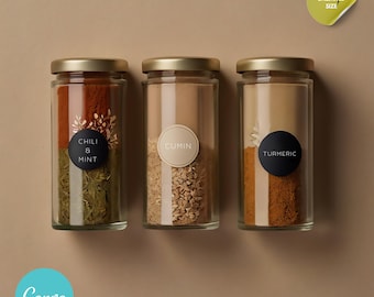 Canva printable spice jar labels, Home spice jar label, Editable Spice packaging, Custom spice jar packaging design, Spice bottle label, jar