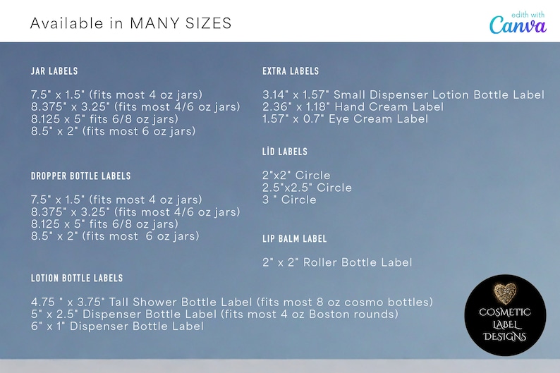 Measuremnts Labels Skincare Labels Set, Juliet's Magic Cream Cosmetic Label Template ...