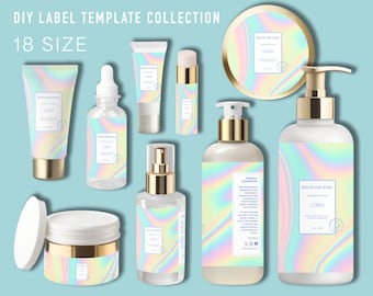 Skincare Labels Set, Canva Product Label Sticker, Colorful Cosmetic Label Template Bundle, Lotion Label, Body Butter Labels, Canva Bottles