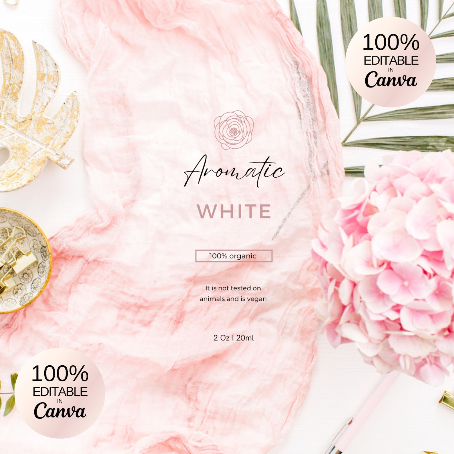 Editable Skincare Labels Set- Pink Flower Cosmetic Label Template ...
