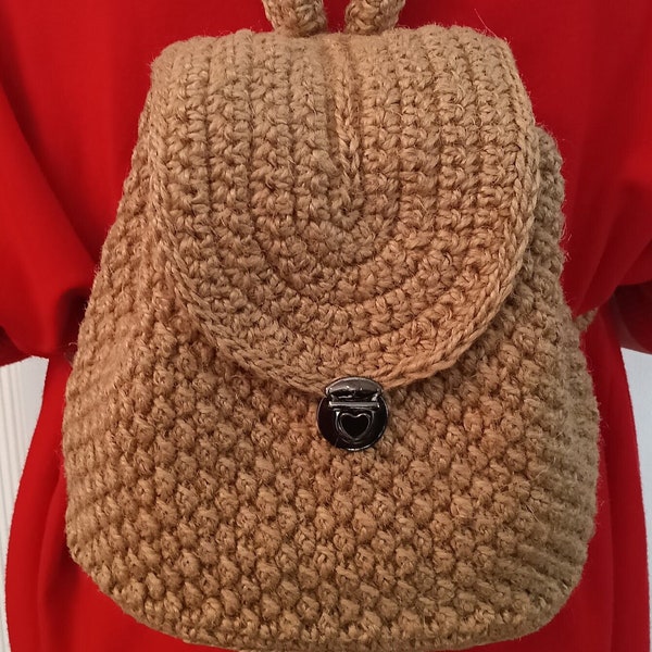 Crochet bag with lining, Knitted handbag, Jute, Häkel Rucksack gefüttert