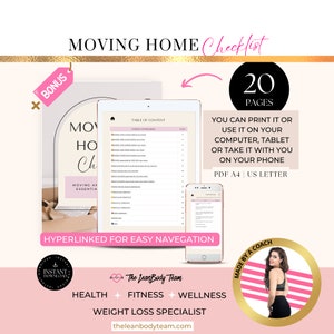 Checklist for moving apartments , Moving Planner, New Home Essentials Checklist,Moving List, digital moving checklist, moving essentials