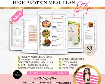 high protein meal plan printable done for you meal plan, digital high proteing meal plan