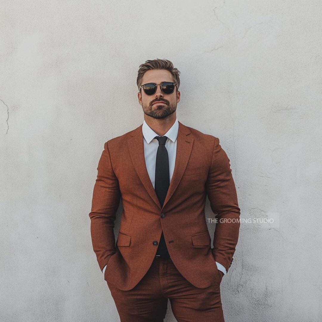 RUST COPPER COLOR 2 Piece Slim Fit Suit for Men, Party Suit for Men ...