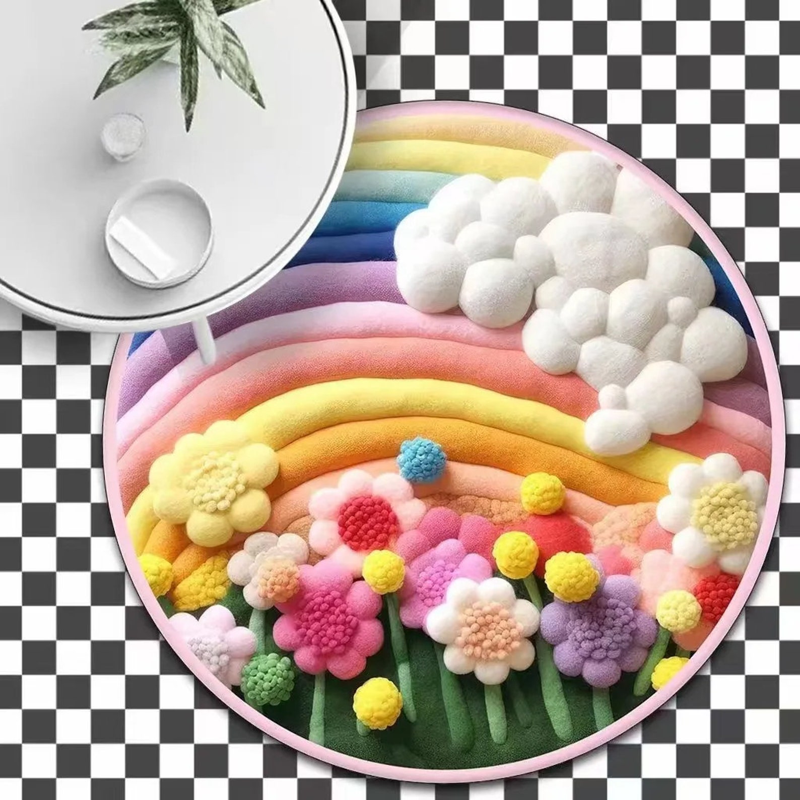 3D Colorful Circle 216 Round Non Slip Rug Mat