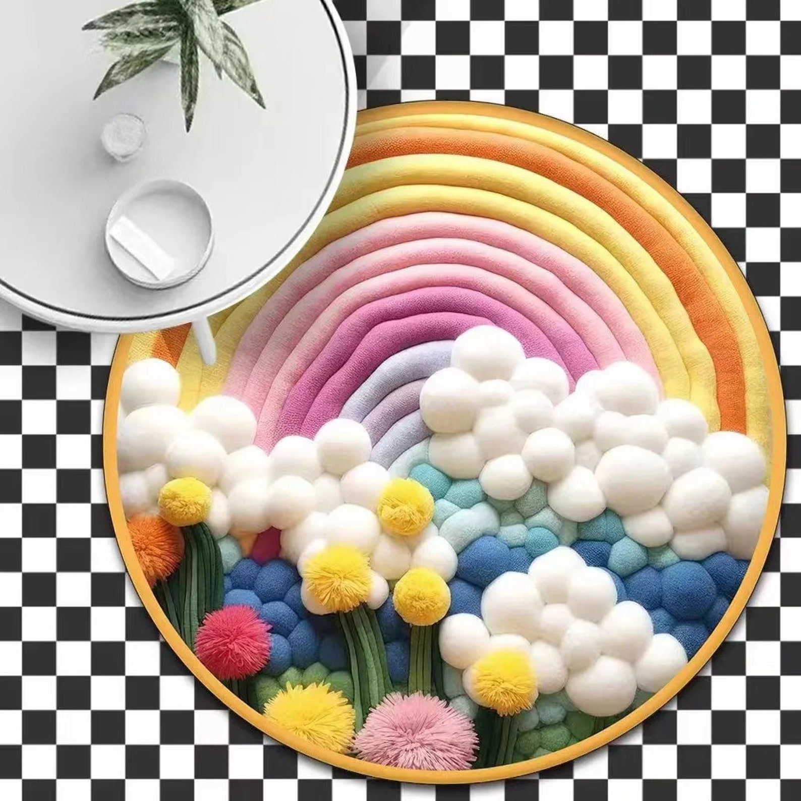 3d Round Rugs 3D Round Rug whimsical Multicolor Mat for Kids' Rooms, 3D Flower Rug ...