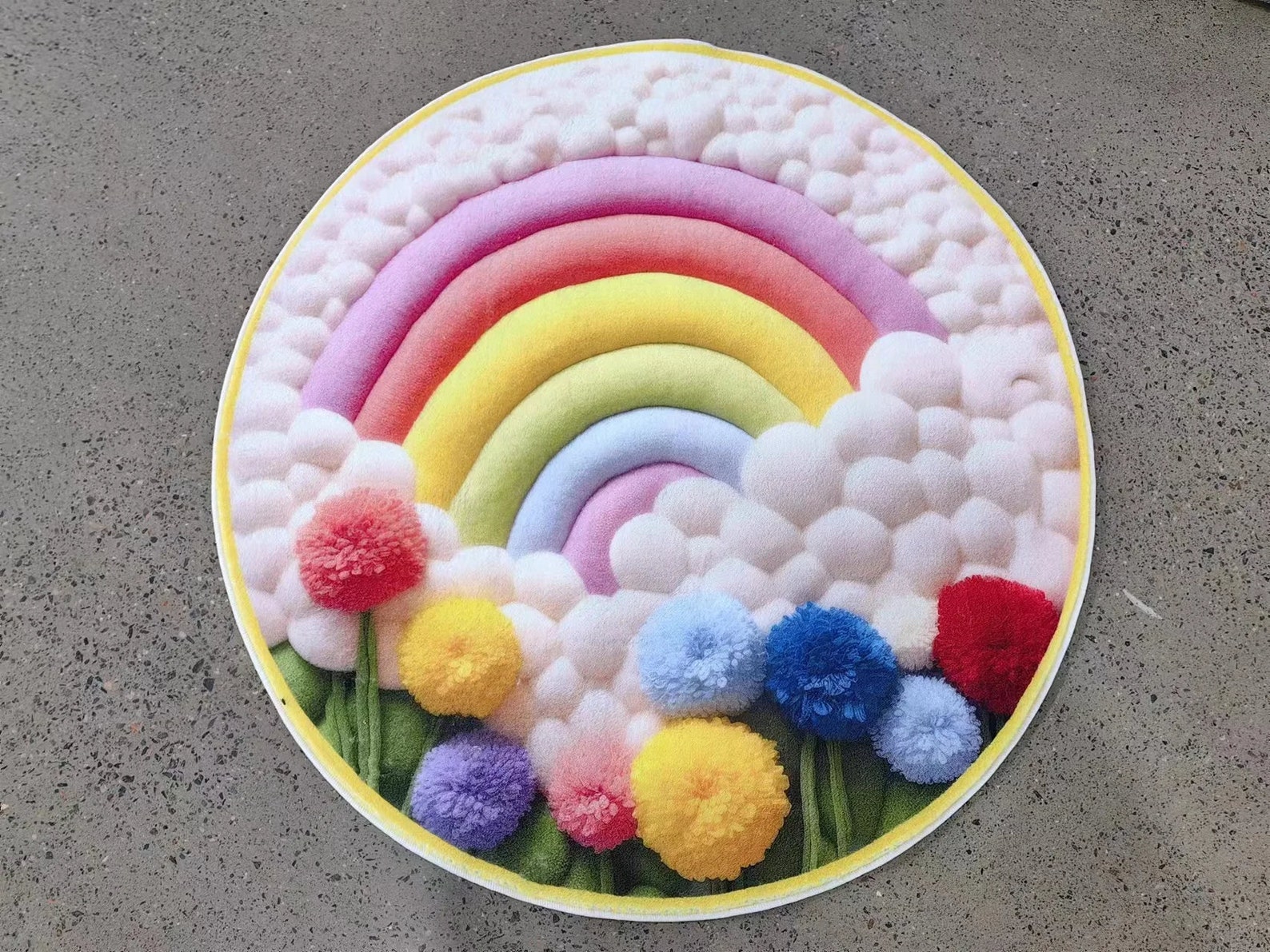 3d Round Rugs 3D Round Rug whimsical Multicolor Mat for Kids' Rooms, 3D Flower Rug ...
