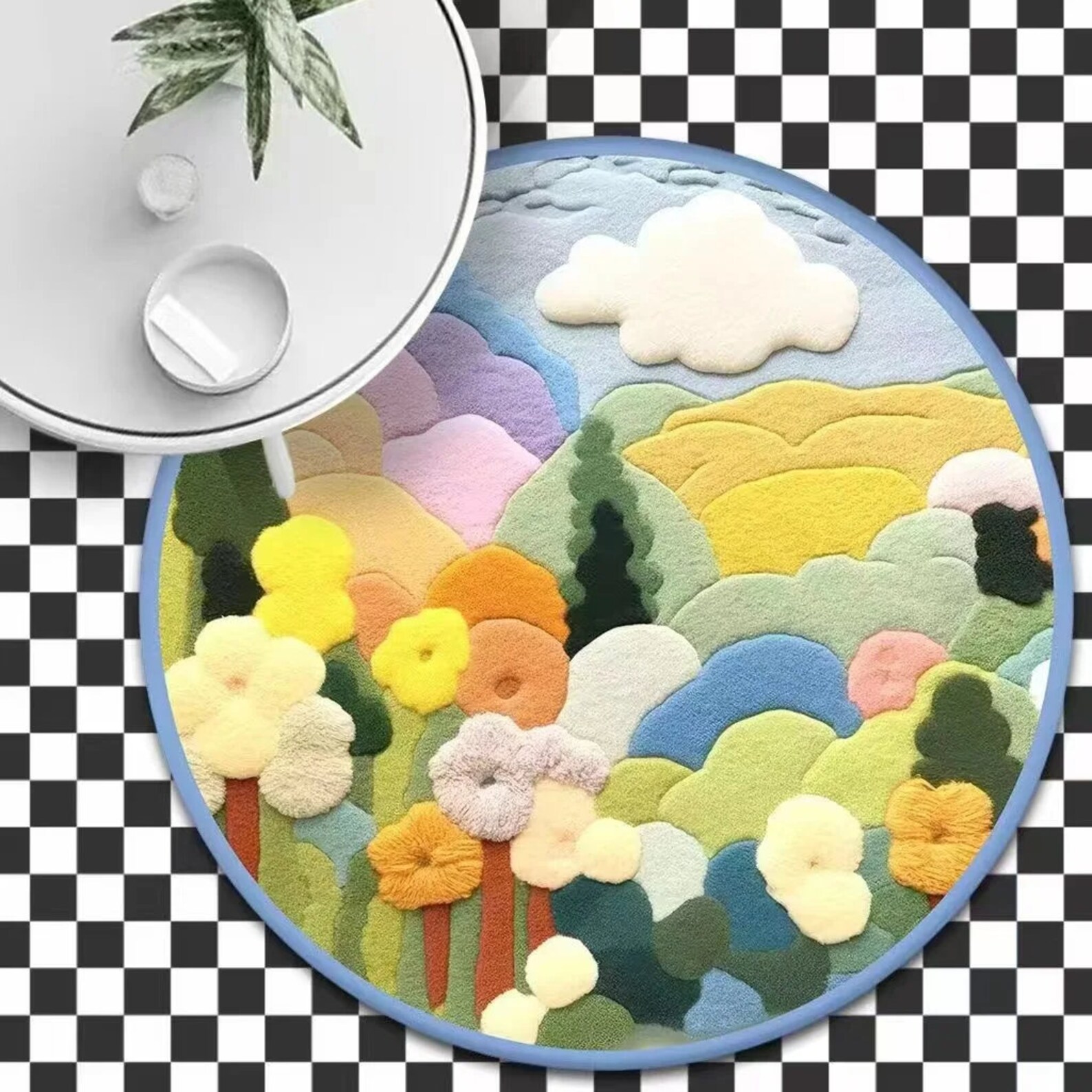 3d Round Rugs 3D Round Rug whimsical Multicolor Mat for Kids' Rooms, 3D Flower Rug ...