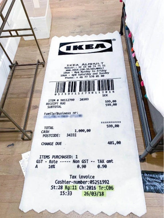 Ikea top receipt rug