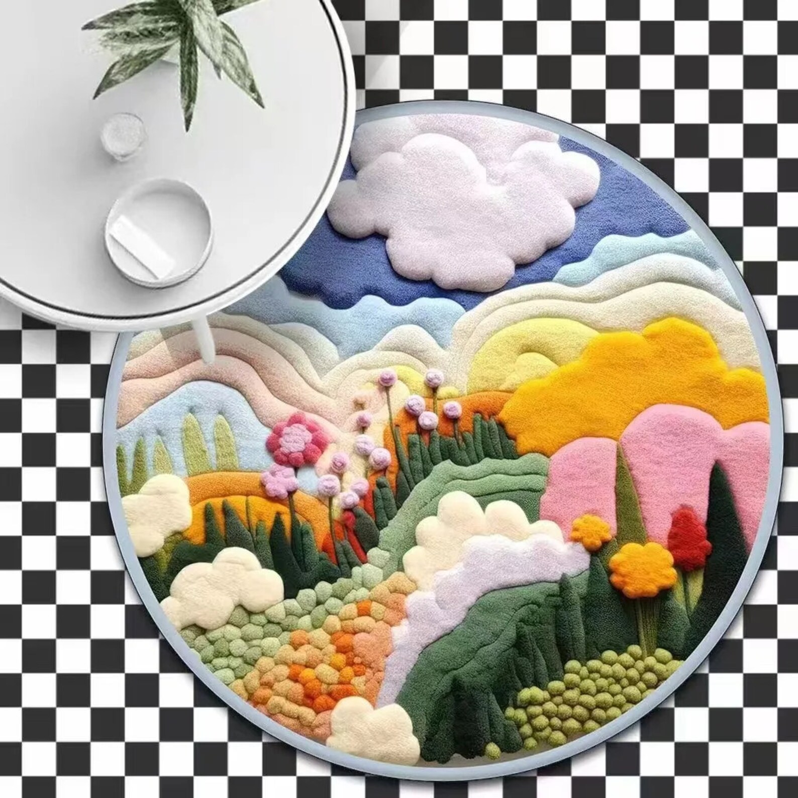3d Round Rugs 3D Round Rug whimsical Multicolor Mat for Kids' Rooms, 3D Flower Rug ...