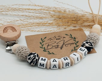 Schnullerkette mit Namen personalisiert Mädchen | Babygeschenk zur Geburt Leoprint