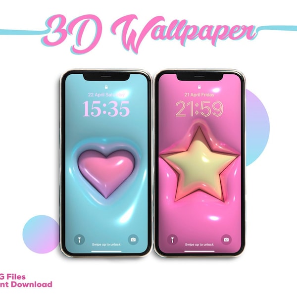 3D Phone Wallpaper, 3D Heart Wallpaper, 3D Star Wallpaper, Aesthetic 3D Wallpaper,  Realistic Wallpaper, Phone Lockscreen, Phone Background