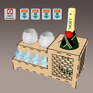 Laser Cut Mini Bar: Champagne Stand, Wooden Box (Digital Download)