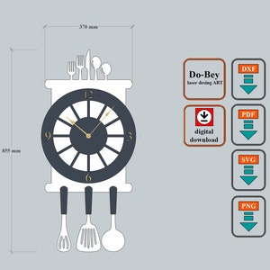 Kitchen Wall Clock Laser Cut File: Modern Decorative Design (Digital Download)