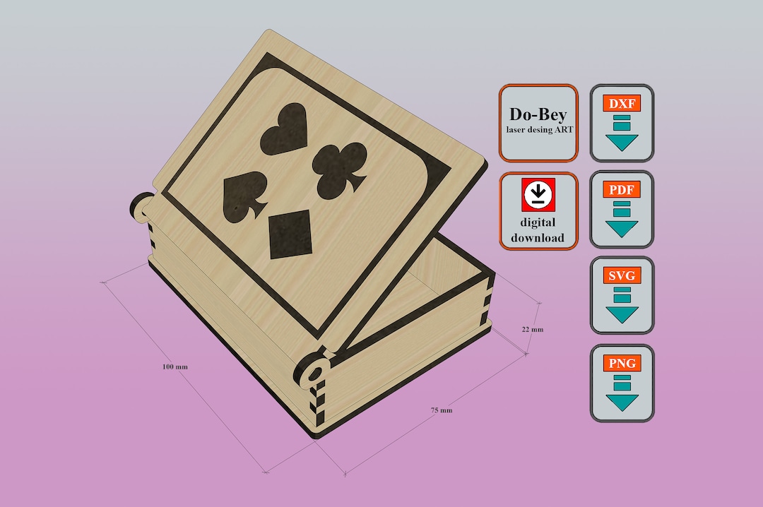 Wooden Laser Cut Playing Card Box, Dxf Cut File, Svg Cut File, Png Cut
