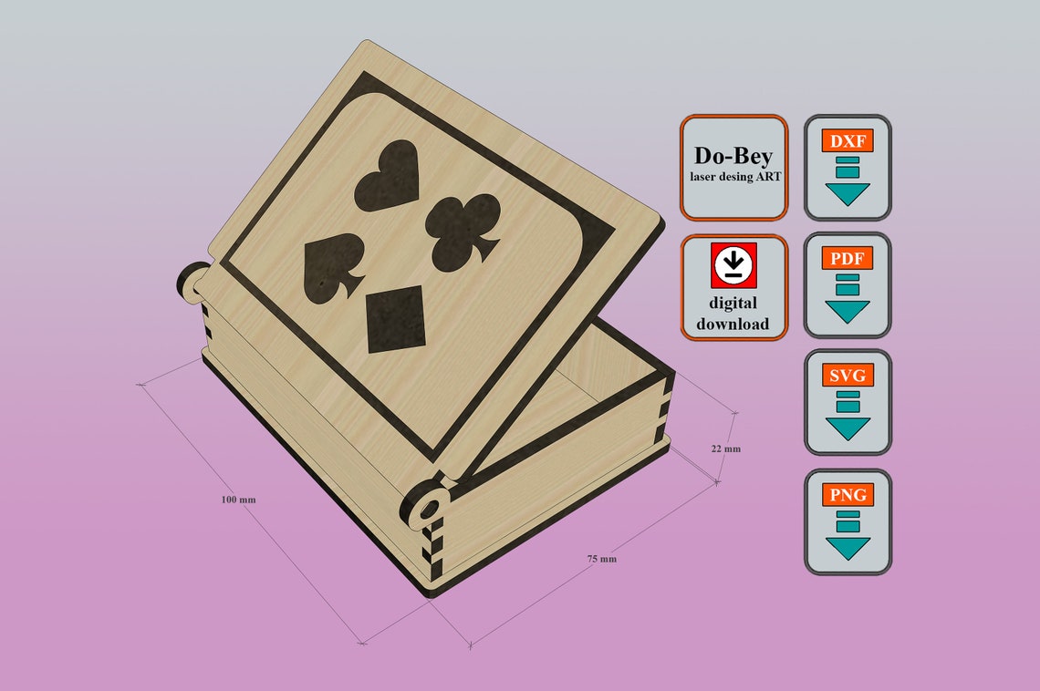 Wooden Laser Cut Playing Card Box, Dxf Cut File, Svg Cut File, Png Cut ...