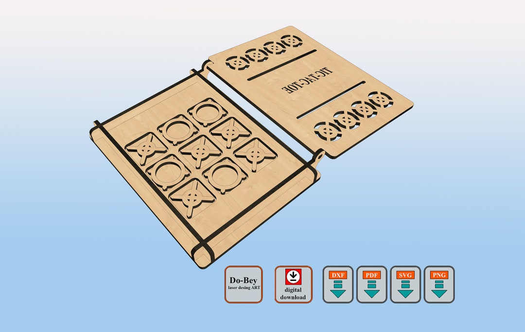 Laser Cut Tic Tac Toe Wooden Game, Dxf Cut File, Svg Cut File, Png Cut ...