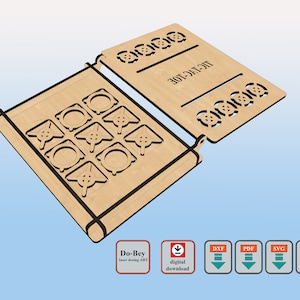 Laser Cut Tic Tac Toe Wooden Game, dxf Cut File, svg Cut File, png Cut File, pdf Cut File (4 mm.MDF)