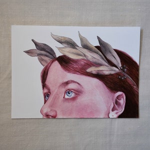 Woman portrait watercolor print in A5 format