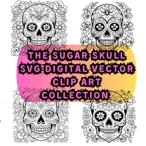 Sugar Skull SVG Bundle, Day of the Dead Designs, Sugar Skull Silhouette, Skull Clipart, Sugar Skull PNG, Sugar Skull Cut Files