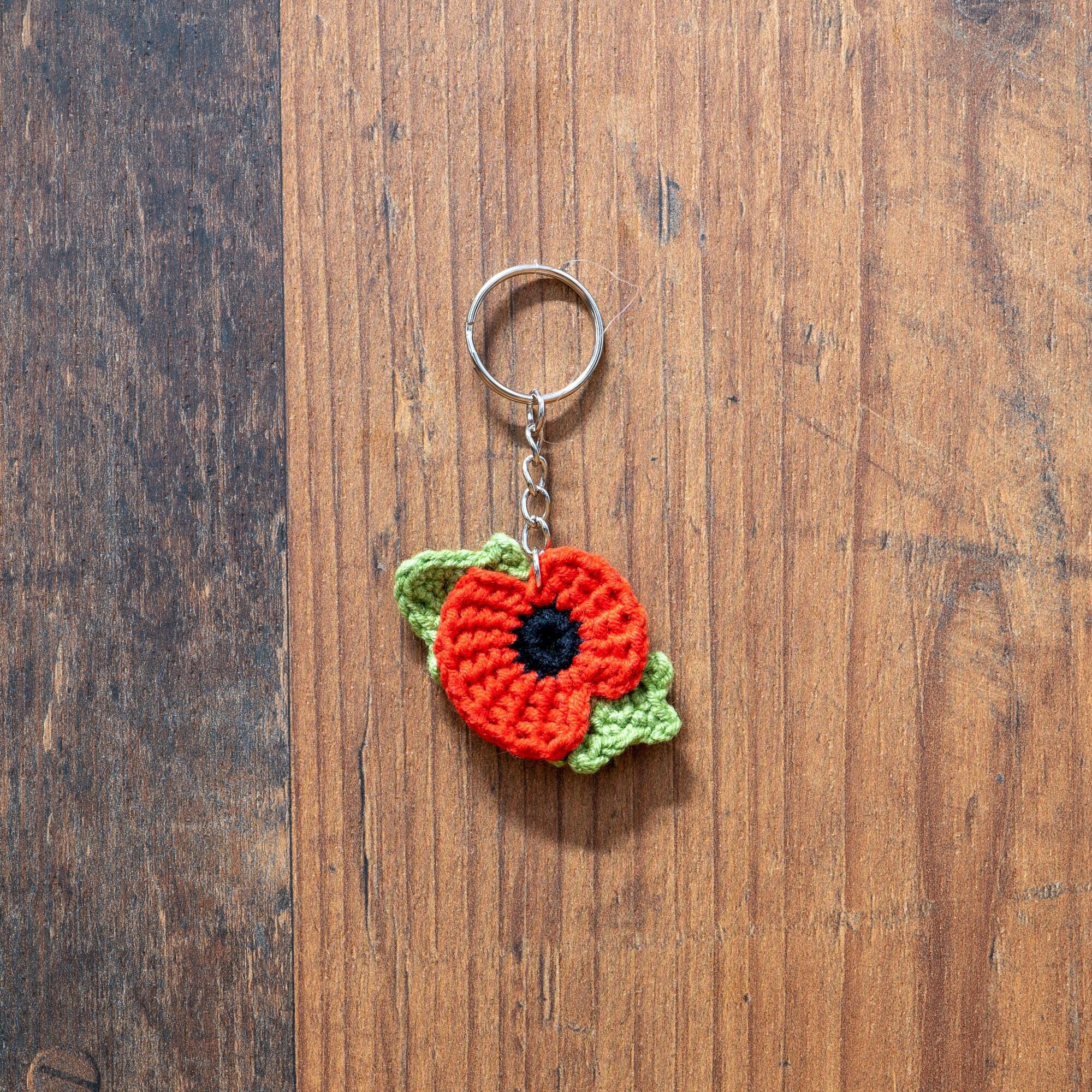 Handmade Crochet Poppy keyring keychains bag accessories