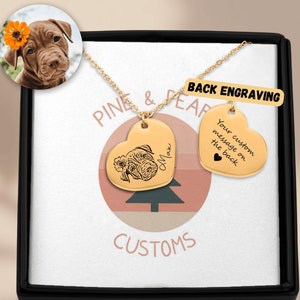 Custom Pet Portrait Necklace: Personalized Dog Cat Memorial Jewelry