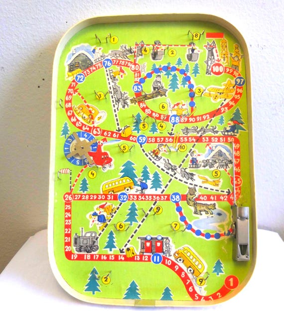 Vintage USSR Pinball Board Game, Merry Journey, Children's Decor