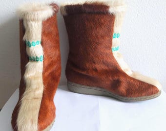 Vintage Sami  Mukluks, Handmade Winter Boots, Size  EU 37 US  6.