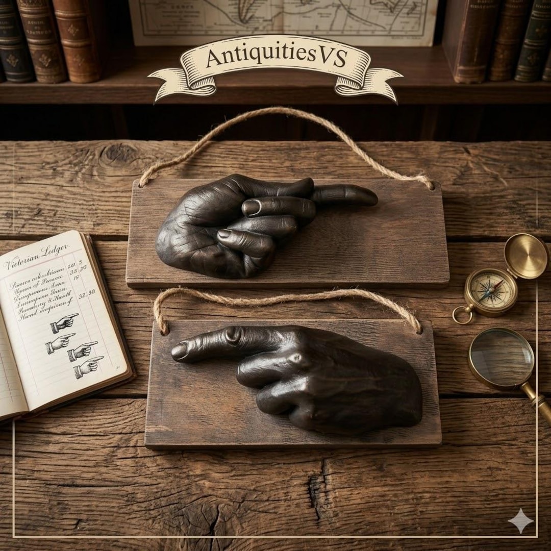 Victorian Style Hand Pointer Sign - Set of 2 Anatomical Finger ...