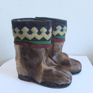 Winter children&#39;s boots made of deer fur handmade gift Reindeer Winter Fur Boots  best gift  Mukluks. Sami boots ethnic style