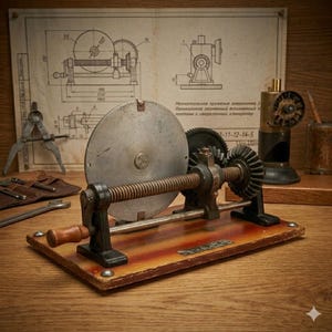 Vintage snäckväxelmodell - Industriell mekanisk demonstration - - Kuriosaskåp i mässing och stål - Steampunk bordsdekor