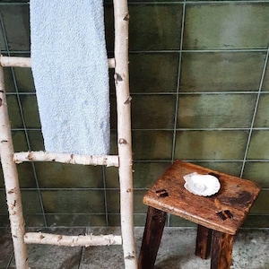 Wooden stool, vintage stool, rustic chair, chair made by hand, farmhouse chair, bathroom stool, primitive chair, vintage chair, rustic stool