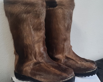 handgemaakt cadeau Rendieren Winter Bont Laarzen beste cadeau gepersonaliseerd cadeau cadeau voor haar laarzen vintage laarzen leren schoenen leren laarzen