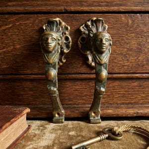 Poignées de porte vintage en bronze, poignées de style Empire, (Ensemble de deux)