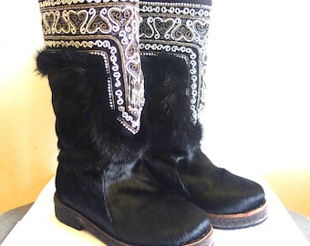 Sami Style Mukluks Traditional Arctic Winter Boots Handcrafted Mukluks Warm Thermal Insulation Felt Rubber Sole